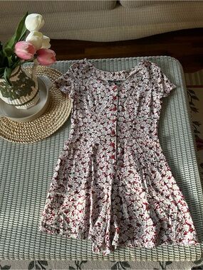 Vintage My Michelle White and Red Floral Jumpsuit Romper